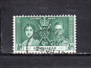 207371 ジブラルタル 1937年 国王ジョージ6世戴冠式 0.5d 暗い緑 使用済