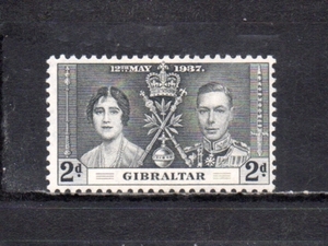 207372 ジブラルタル 1937年 国王ジョージ6世戴冠式 2d 灰黒 未使用OH