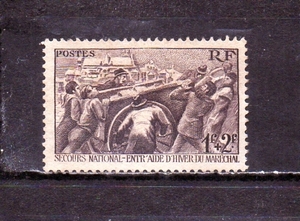 207157 フランス 1941年 冬季国民福祉 石炭運び 1+2F 未使用ＮＧ