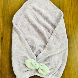 ヘアターバン パープル リボン マイクロファイバー