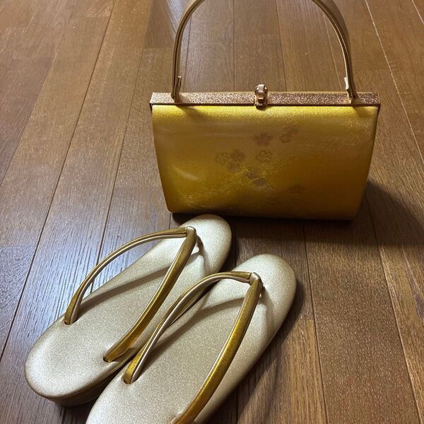 和装 着物 草履バッグセット ゴールド 成人式 結婚式