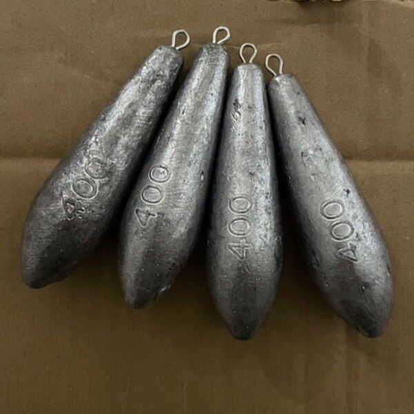 約105号400g4個入りオモリ 錘ナス型おもり夏海魚釣り