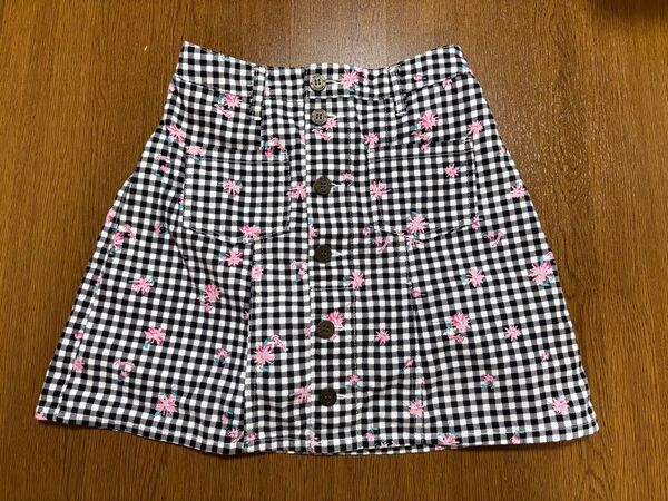 【美品☆レピピアルマリオ】 スカート チェック柄 女の子 お花柄 子供服 インパン付き スカパン ミニスカート 150-160
