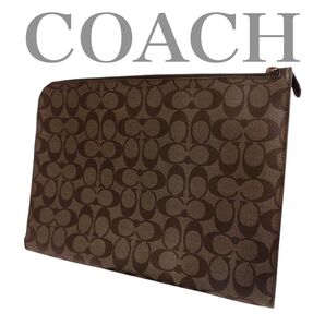 COACH コーチ クラッチバッグ PVC シグネチャー ブラック