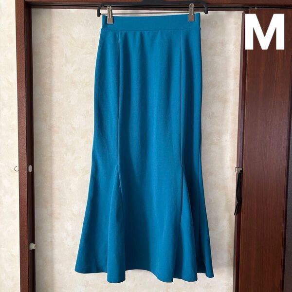 マーメイドスカート ロングスカート ボトムス ロング スカート マキシ丈 青 Mサイズ