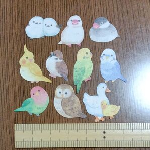 鳥のイラスト フレークシール 10種類180枚まとめ売り
