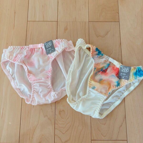 新品 M ショーツ レディース パンツ 2枚 ピンク 黄色 りぼん SANEI