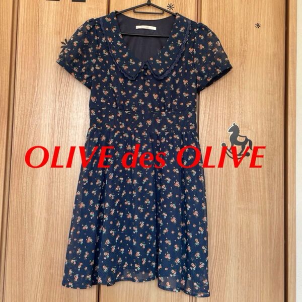 7/14値下げ!オリーブデオリーブOLIVE des OLIVEクラシカルレース襟チュニックワンピース