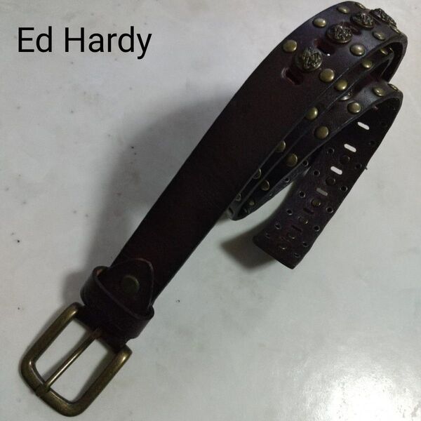Ed Hardy エドハーディー ベルト ブラウン 茶色