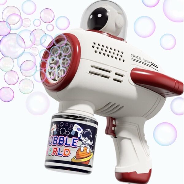 シャボン玉 電動 バブルガン 自動 バブルマシーン おもちゃ シャボン玉製造機 子供 外遊び 新品 レッド