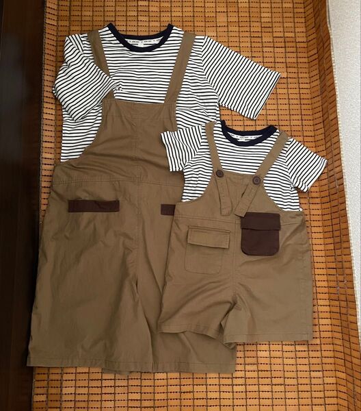 親子コーデ サロペット&ボーダー Tシャツセット Mサイズ 100㎝