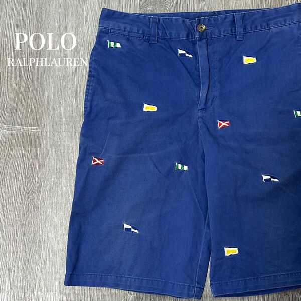 POLO RALPHLAUREN 国旗柄 刺繍 ハーフパンツ 160cm