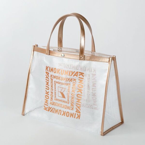 【新品】紀ノ国屋 クリアミディアムバッグ ゴールド