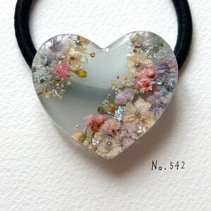 No.542 ハンドメイド ドライフラワー レジンヘアゴム