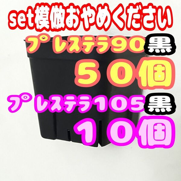 《プレステラ》90黒50個・105黒10個 多肉植物 プラ鉢 スリット鉢 植木鉢