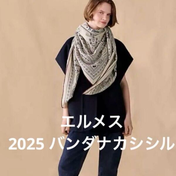 ナチュラル/マリン/ボルドーエルメス 2025AW バンダナカシシル シュヴァルドゥクールバンダナ野村大輔デザイン HERMES