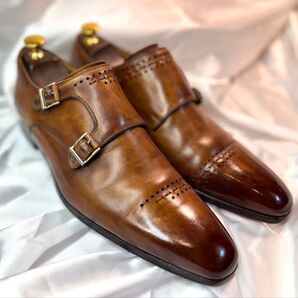 MAGNANNI マグナーニ EU39(25) パティーヌ 茶色 本革 ビジネスシューズ レザー オシャレ 紳士靴 革靴 レース