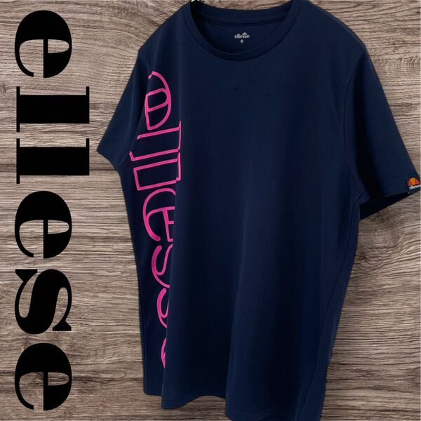 ellesse エレッセ トップス Tシャツ 半袖 スポーツシャツ プリント ロゴ レディース M ネイビー 紺