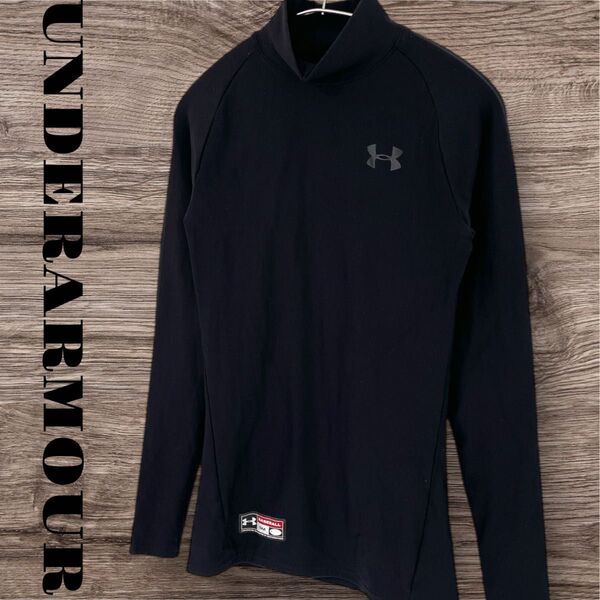 UNDERARMOUR アンダーアーマー アンダーシャツ トップス 長袖 ハイネック スポーツウェア メンズ S M ブラック 黒