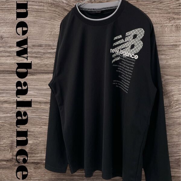 newbalance ニューバランス トップス Tシャツ カットソー 長袖 プリントTシャツ メンズ XL LL ブラック 黒