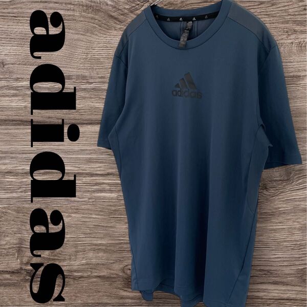 adidas アディダス Tシャツ カットソー トップス 半袖 スポーツシャツ メンズ XL LL O ネイビー 紺