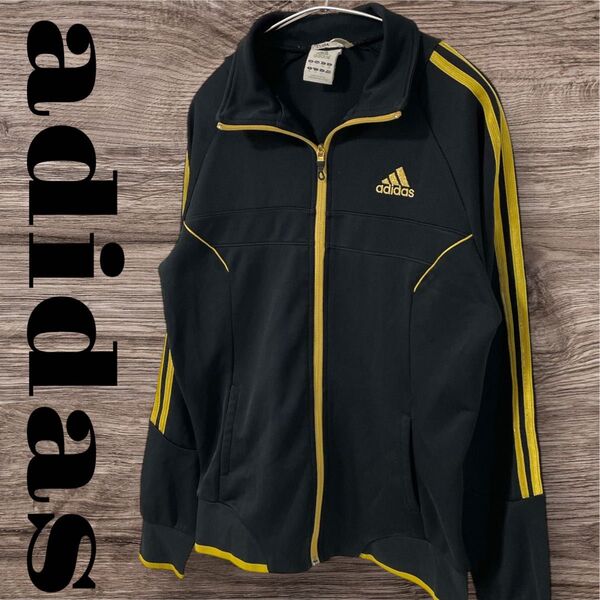 adidas アディダス ジャージ パーカー ジャケット 長袖 スポーツウェア レディース L ブラック 黒 金