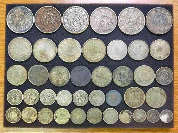 古銭 近代銀貨 まとめて 41枚 日本 貨幣 硬貨 銀貨 コイン 50銭 20銭 10銭 5銭 十銭