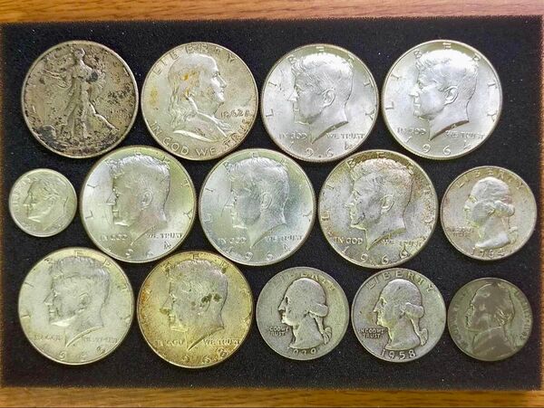 古銭 アメリカ 銀貨 まとめて 外国 貨幣 硬貨 コイン 50セント 25セント ケネディ
