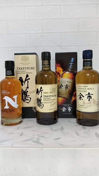 アサヒビール ニッカウイスキー 竹鶴700ml 1本 箱付 余市700ml 1本 箱付 ニッカフロンティア 500ml 1本