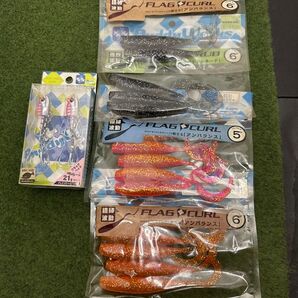 NO.6357 バディワークスルアーセット 開封品ワーム4点 フラグヘッド21g未開封品 5点セット