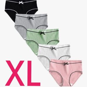 ショーツ レディース パンツ 綿 少女雰囲気 蝶結び 可愛い 通気快適 伸縮性 締め付けない 下着 5枚セット XL