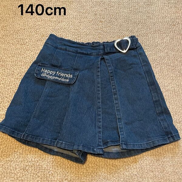 デニムショートパンツ ハートバックル 140cm