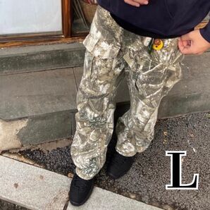 L ワイド 迷彩 カーゴパンツ ヴィンテージ リアルツリー メンズ 大きい パンツ カーキ L カーゴパンツ カジュアル