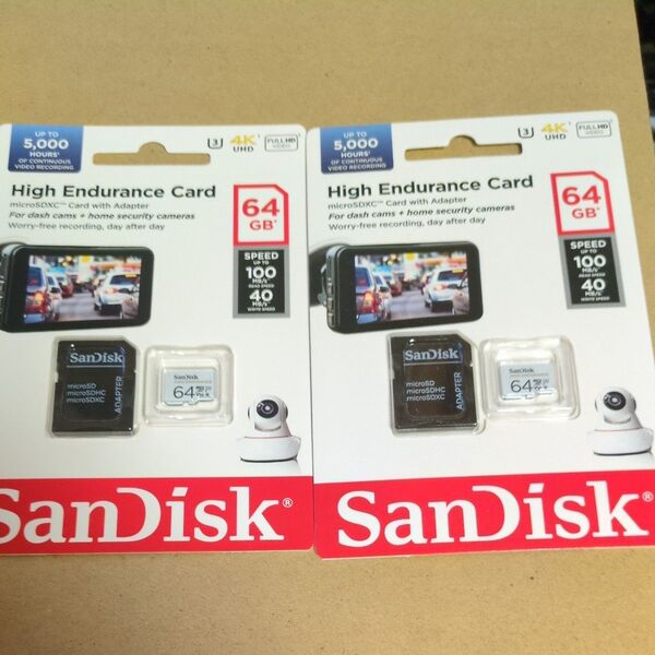 2個セットSanDisk High Endurance microSDXC 64GB新品未開封SDSQQNR-064G-GN6IA