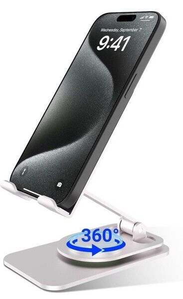 タブレットスタンド アルミ製 ホルダー 角度調整可能 360度回転 折りたたみ式 軽量263g コンパクト設計 スマホ/