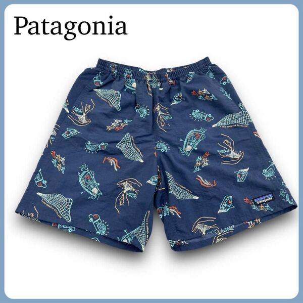 Patagonia バギーズショーツ ショートパンツ 短パン XS ネイビー総柄 ハーフパンツ パタゴニア 水陸両用 メンズ