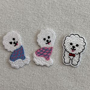 ビションフリーゼ 刺繍ワッペン 3個セット 犬 韓国 ワッペン 新品 匿名配送