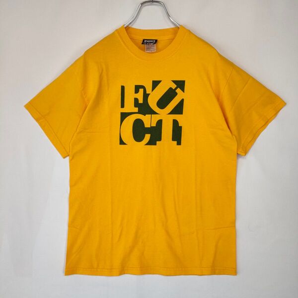 アメリカ製 FUCT Tシャツ LOVEパロディ コットン イエロー M ファクト 半袖Tシャツ