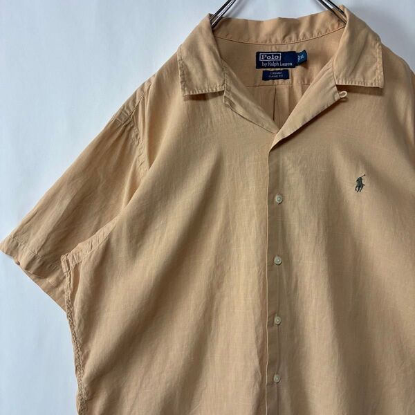 ポロラルフローレン オープンカラーシャツ CURHAM 古着 XLサイズ ベージュ