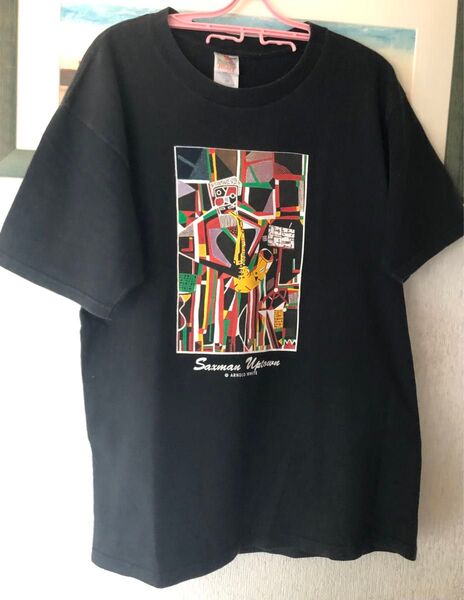 90s VTG FRUIT OF THE LOOM ArnoldWhite SaxmanUptown アート Tシャツ サイズL