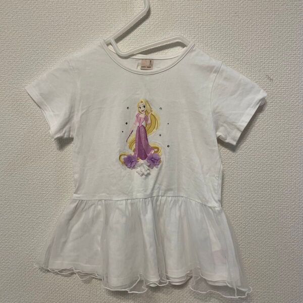 プティマイン ラプンツェル ホワイト Tシャツ フリル 130