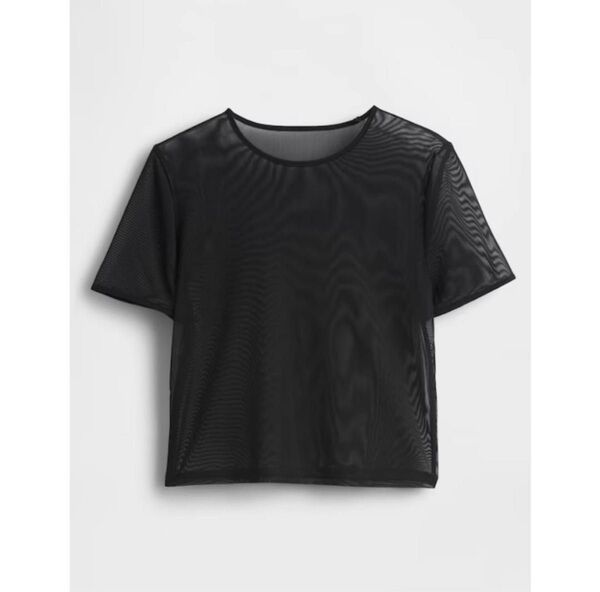 完売 GAP シースルー メッシュ クロップド Tシャツ ブラック M