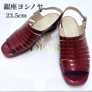 人気商品 銀座ヨシノヤ エナメル レザー サンダル ワインレッド 23.5cm
