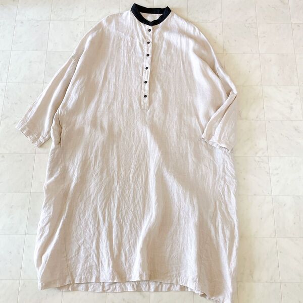 20.motomi.m リネン ゆったりシャツ ワンピース オーバーサイズ