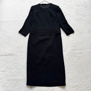【使用感少なめ】東京イギン ブラックフォーマル ワンピース ノーカラー 夏用 喪服 礼服 黒 ブラック