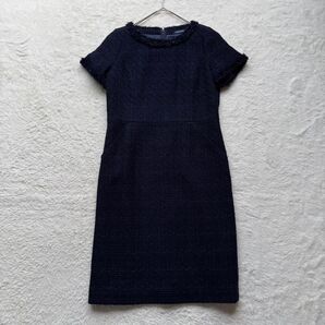 【美品】NEWYORKER ニューヨーカー ツイードワンピース ネイビー M 半袖