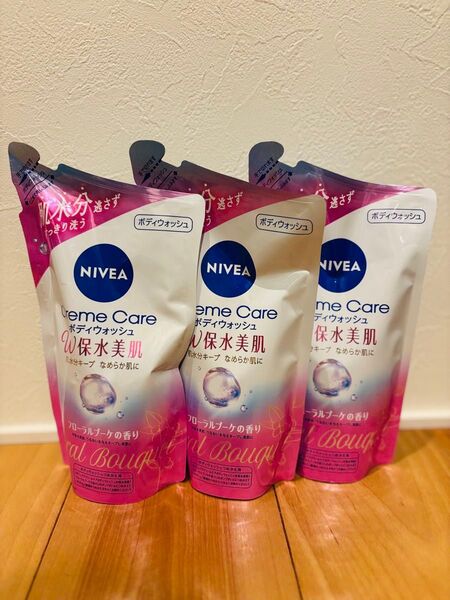 ◯ニベア クリームケア ボディウォッシュ W保水美肌 つめかえ用 350ml 3袋 ◯折り紙 ランダムで1枚