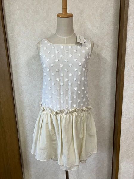 JILLSTUART新品タグつき花柄刺繍切り替えデザインノースリーブワンピースM