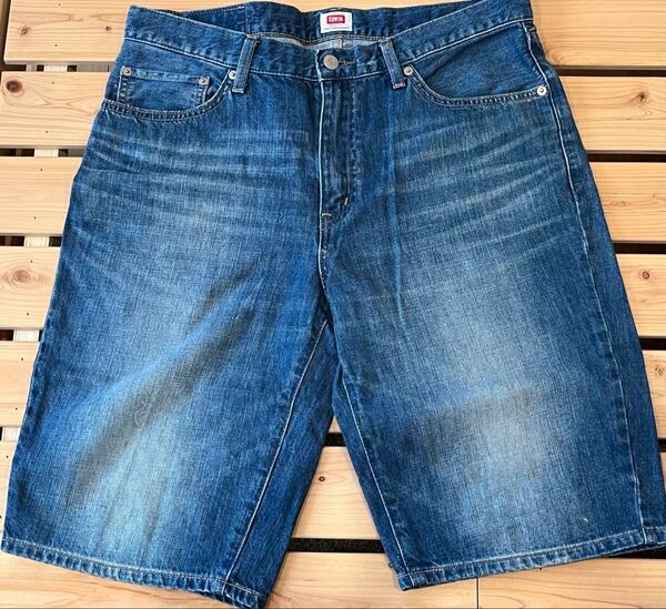 EDWIN エドウィン ショートパンツ EMS008 デニムショートパンツ 淡色ブルー サイズL 中古品