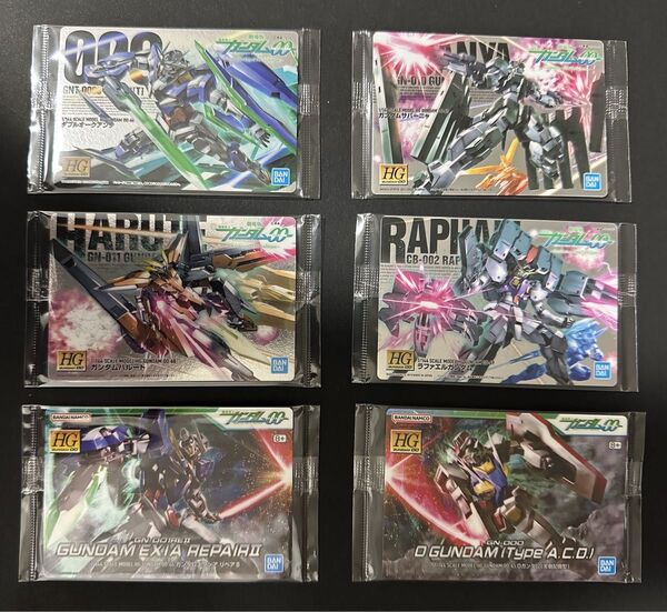 GUNDAMガンプラパッケージアートグミ1&2 ガンダム00:6種(グミなし・カードのみ・内袋未開封)